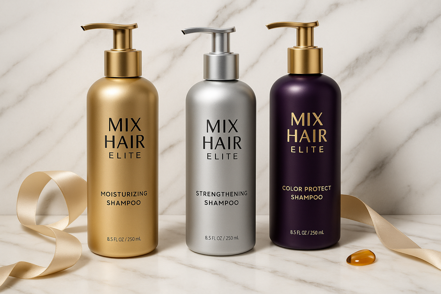 Shampos especiais da linha mix hair elite